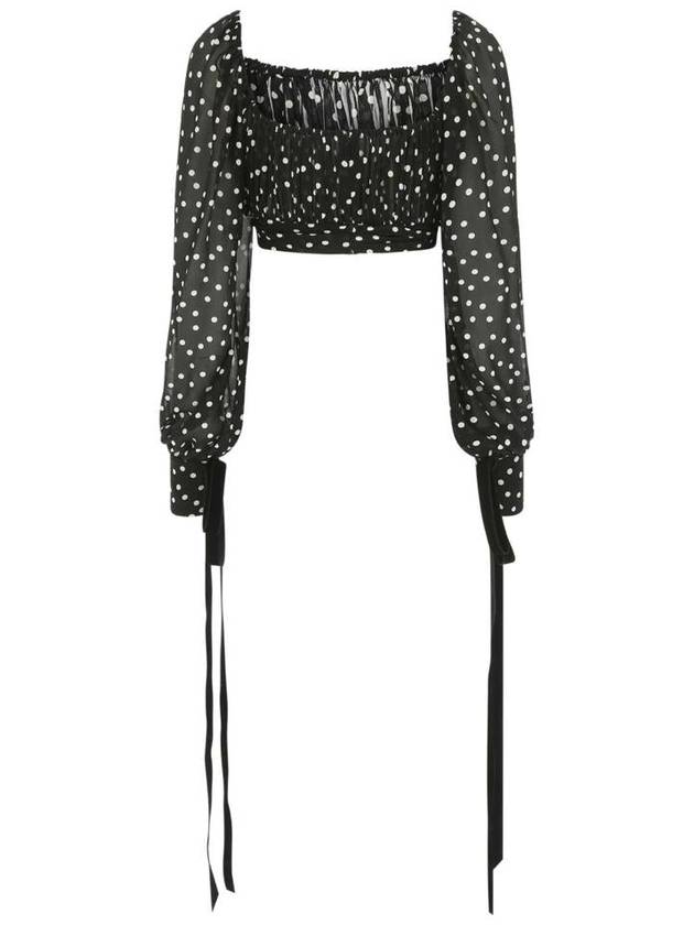 cropped dot pattern blouse black - SAINT LAURENT - BALAAN 3