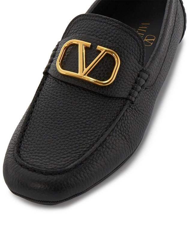 Gold V Logo Loafers Black - VALENTINO - BALAAN 8