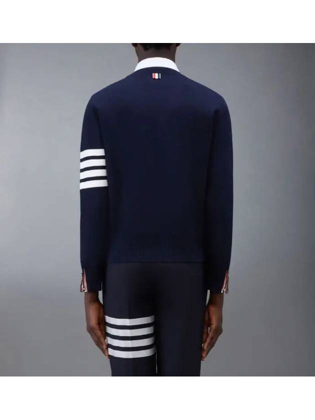 4 Bar Armband Milano Stitch Knit Top Navy - THOM BROWNE - BALAAN 3