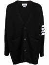 Men's Diagonal Stripe Elongated Wool Cardigan Black - THOM BROWNE - BALAAN 6