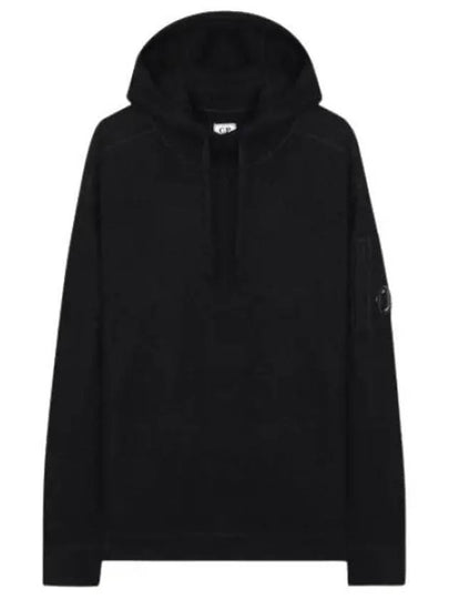 Lens Patch Merino Wool Hoodie Black - CP COMPANY - BALAAN 2