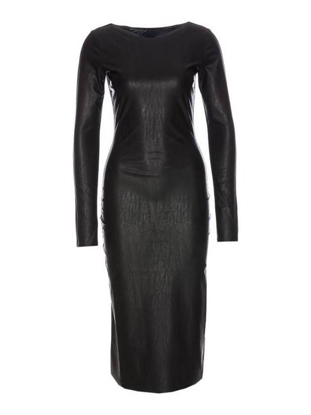 Logo Faux Leather Midi Dress Black - MAISON MARGIELA - BALAAN 2