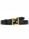 FF Logo Buckle Belt Black Gold - FENDI - BALAAN 2