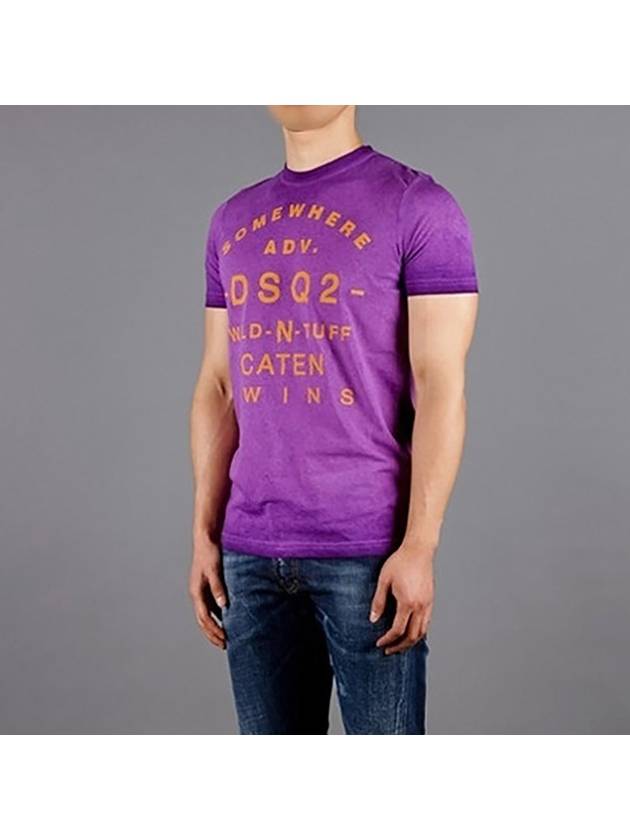 Men's printed round shortsleeved tshirt violet - DSQUARED2 - BALAAN 6