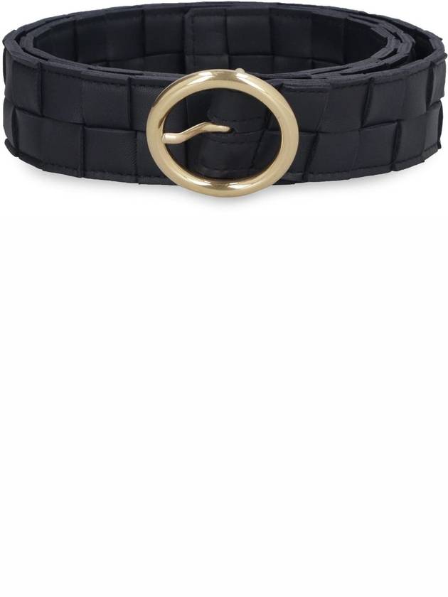 Maxi Intrecciato Leather Belt Black - BOTTEGA VENETA - BALAAN 3