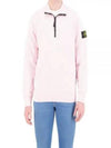 Logo Badge Half Zipper Cotton Fleece Knit Top Pink - STONE ISLAND - BALAAN 2