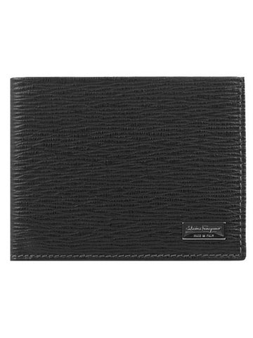 Metal Logo Bifold Wallet Black - SALVATORE FERRAGAMO - BALAAN.