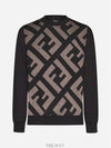 Monogram Jacquard Wool Crewneck Knit Top Brown - FENDI - BALAAN 7