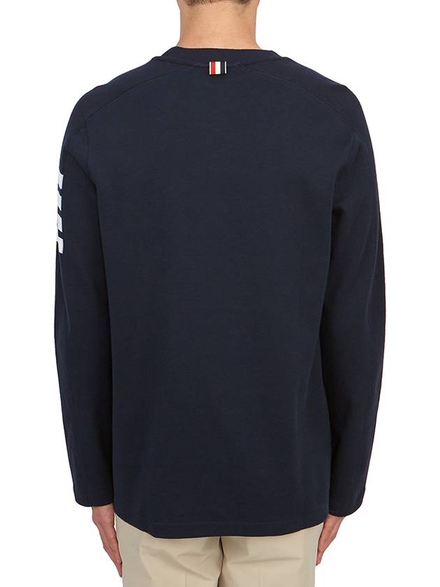 4-Bar Striped Cotton Long Sleeve T-Shirt Navy - THOM BROWNE - BALAAN 7