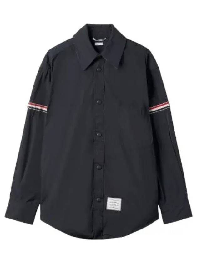 Poly twill striped armband oversized shirt jacket navy jumper - THOM BROWNE - BALAAN 1