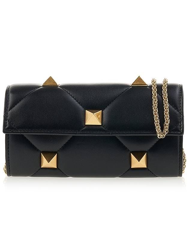 Women's Roman Stud Chain Shoulder Bag Black - VALENTINO - BALAAN 2