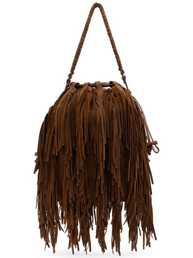 Casadei Suede Bucket Bag With Fringes, Women's, Brown - CASADEI - BALAAN 3