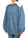 Big Neck Shearling Denim Jacket Light Blue - PATOU - BALAAN 6