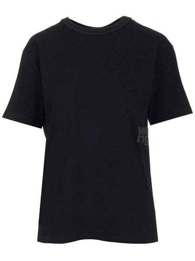 logo detail short sleeve t-shirt black - ALEXANDER WANG - BALAAN 1