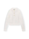 Mohair Lace Polo Knit Top White - GANNI - BALAAN 2