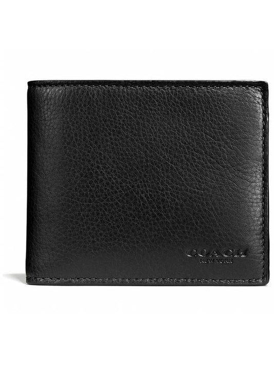 Compact ID Sports Calf Leather Bicycle Wallet Black - COACH - BALAAN.