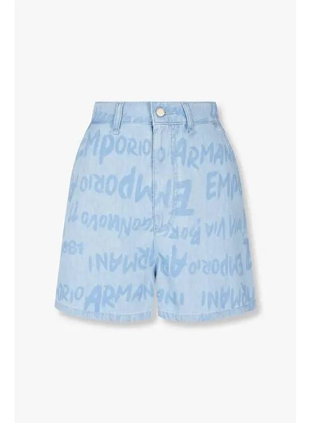 Women s Logo Pattern Denim Shorts Light Indigo - EMPORIO ARMANI - BALAAN 1