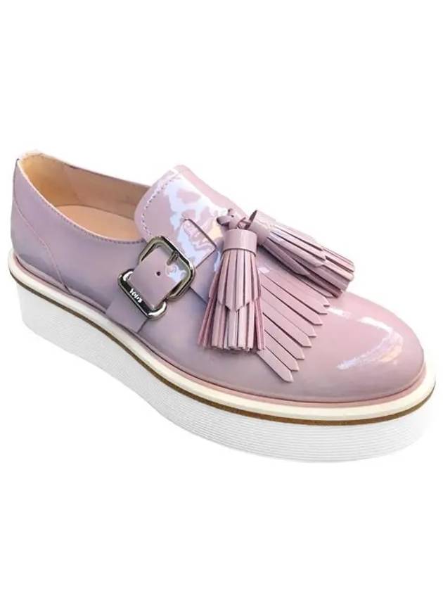 Women's Fringe Tassel Leather Loafers Pink - TOD'S - BALAAN.