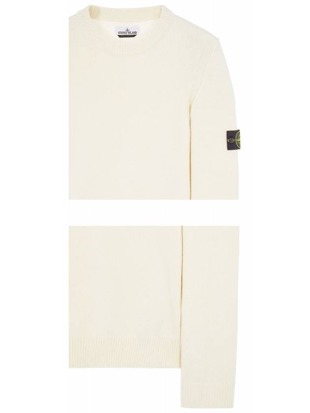 Wappen Patch Crew Neck Wool Knit Top White - STONE ISLAND - BALAAN 7