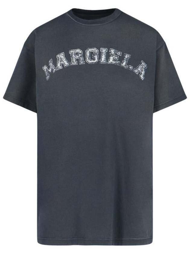 Logo Print Cotton Short Sleeve T-Shirt Black - MAISON MARGIELA - BALAAN 2