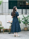 Puff Half Sleeve Long Dress Navy - METAPHER - BALAAN 8