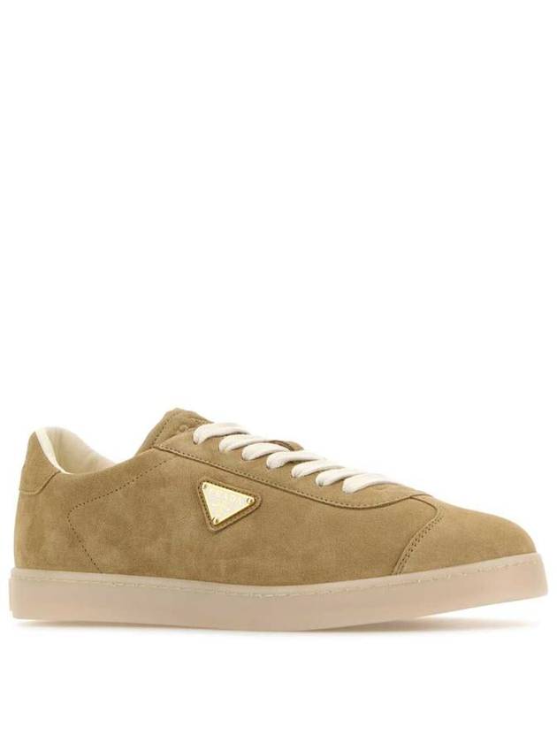 Lane Suede Low Top Sneakers Beige Tan - PRADA - BALAAN 3