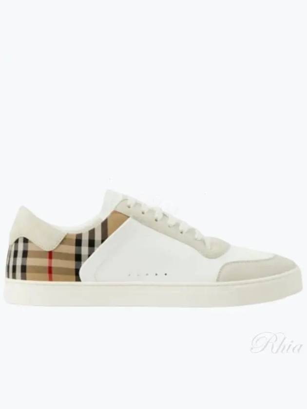 Check Leather Suede Sneakers Natural White Archive Beige - BURBERRY - BALAAN 2