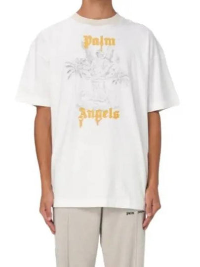 Logo Print Cotton Short Sleeve T-Shirt White - PALM ANGELS - BALAAN 2