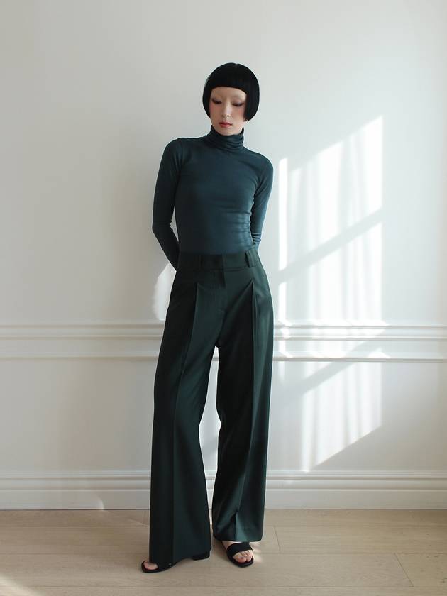 Classic Wide Wool Pants GREEN - RUBATI - BALAAN 2