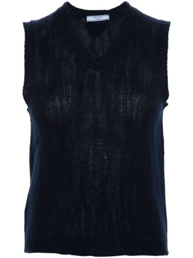 V neck knit vest navy - PRADA - BALAAN 1