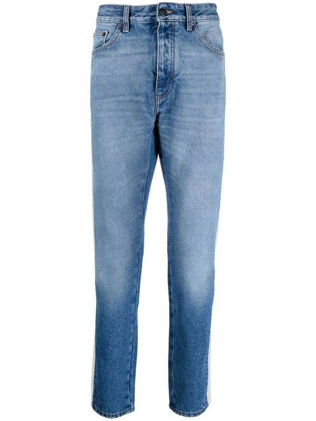 Men's Side Stripe Straight Jeans Blue - PALM ANGELS - BALAAN 2