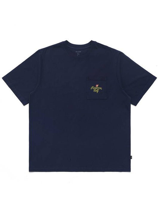 Magnolia Collection Player Pocket Round T Shirt NAVY MAN - MALBON GOLF - BALAAN 2