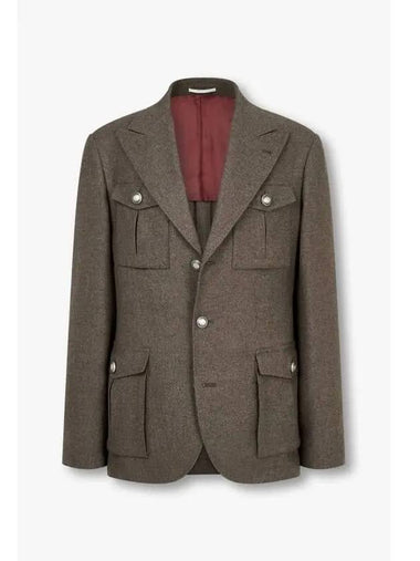 10 epoint men s peak lapel wool blend jacket dark brown - BRUNELLO CUCINELLI - BALAAN 1