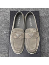 Triangle Logo Suede Loafers Grey - PRADA - BALAAN 5