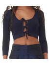 Crop Cardigan Blue Melange - GANNI - BALAAN 3