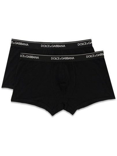 Men's Logo Waistband Cotton Briefs 2 Pack Black - DOLCE&GABBANA - BALAAN 2