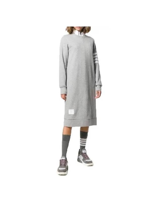 Classic Loopback 4-Bar Sweater Midi Dress Light Grey - THOM BROWNE - BALAAN 8