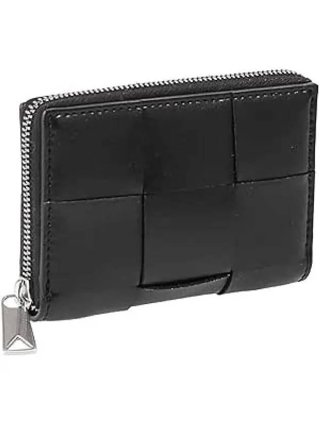 Cassette Zipper Leather Coin Purse Black - BOTTEGA VENETA - BALAAN 2