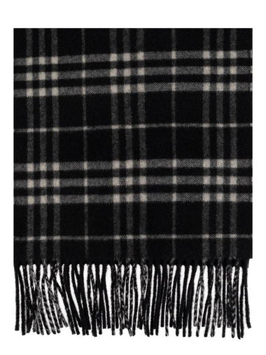 Check Reversible Cashmere Scarf Black - BURBERRY - BALAAN 1