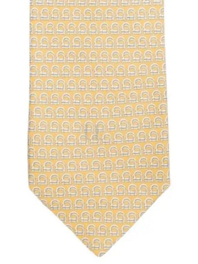 Interwoven Gancini Print Silk Tie Beige - SALVATORE FERRAGAMO - BALAAN 2