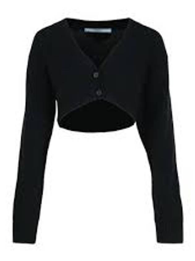 Cropped Wool Cashmere Cardigan Black - PRADA - BALAAN 2