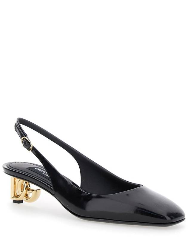 Black Décolleté With Dg Logo On The Heel In Shiny Leather Woman - DOLCE&GABBANA - BALAAN 2