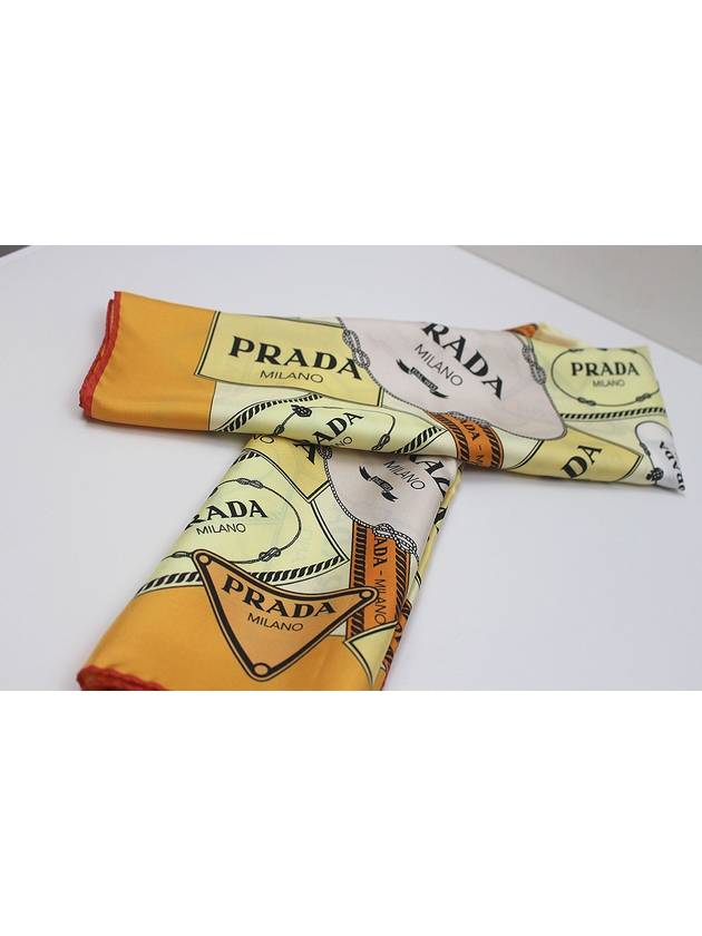 Orange logo pattern print twilly scarf - PRADA - BALAAN 4