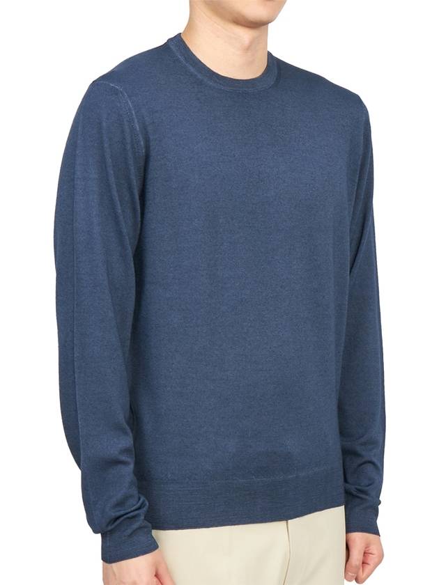 Men's Crew Neck Wool Knit Blue - DRUMOHR - BALAAN 4