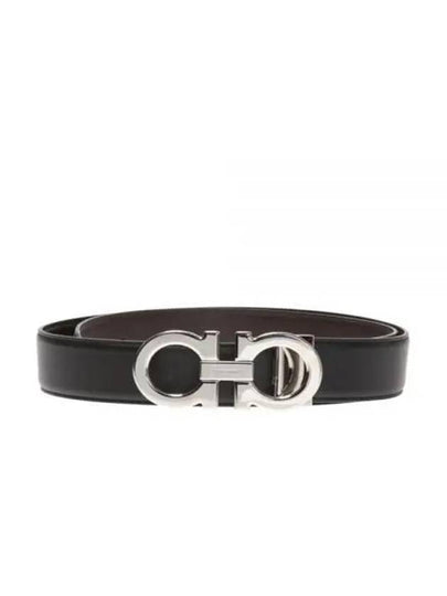 Reversible Gancini Leather Belt Black - SALVATORE FERRAGAMO - BALAAN 2