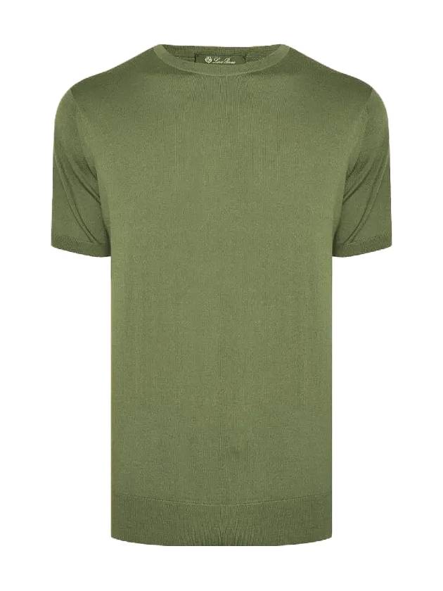 Men's Girocolo Short Sleeve T-Shirt Green - LORO PIANA - BALAAN 1