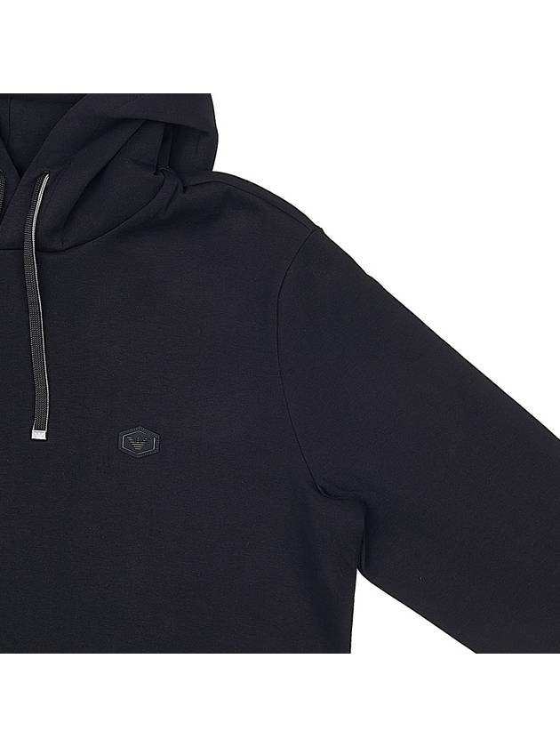 Logo Patch Cotton Blend Hoodie Black - EMPORIO ARMANI - BALAAN 5