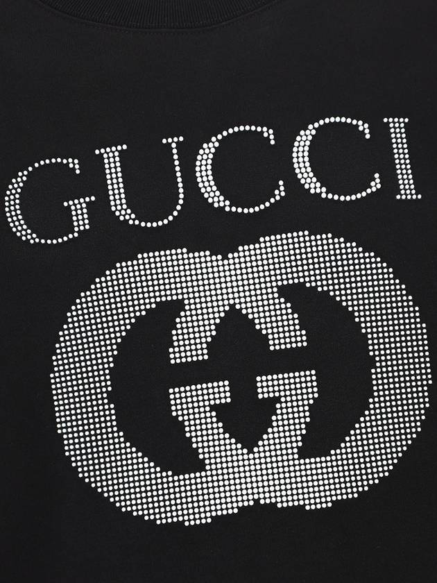 Embellished Logo Crew Neck Sweater Black - GUCCI - BALAAN 4