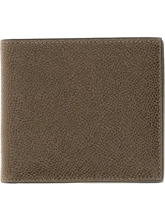 Pebble Grain Leather Half Wallet Dark Brown - THOM BROWNE - BALAAN 1