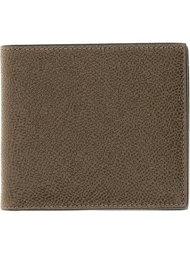 Pebble Grain Leather Half Wallet Dark Brown - THOM BROWNE - BALAAN 1